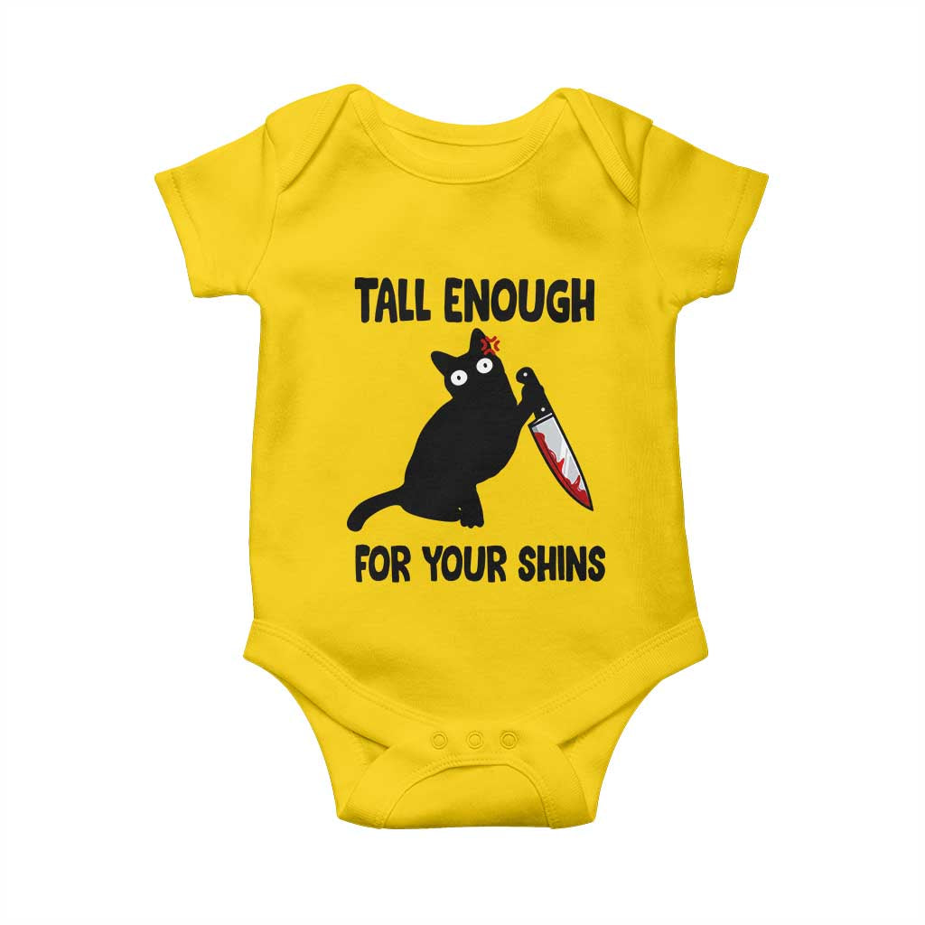 Tall Enough For Your Shins Baby Onesie Funny Cat Sarcastic Meme
