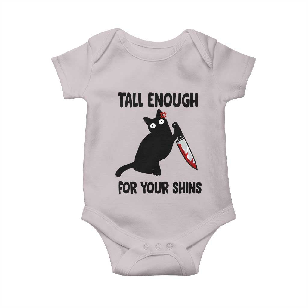 Tall Enough For Your Shins Baby Onesie Funny Cat Sarcastic Meme