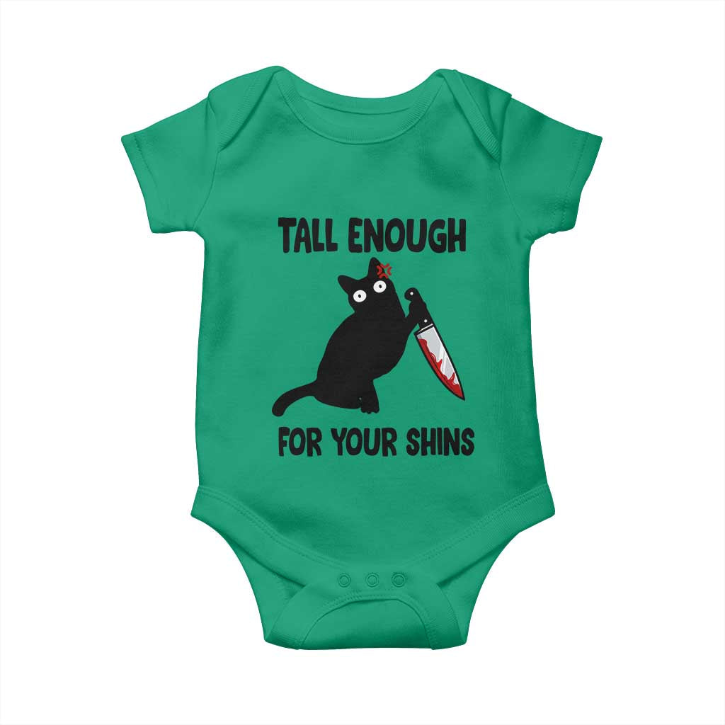 Tall Enough For Your Shins Baby Onesie Funny Cat Sarcastic Meme