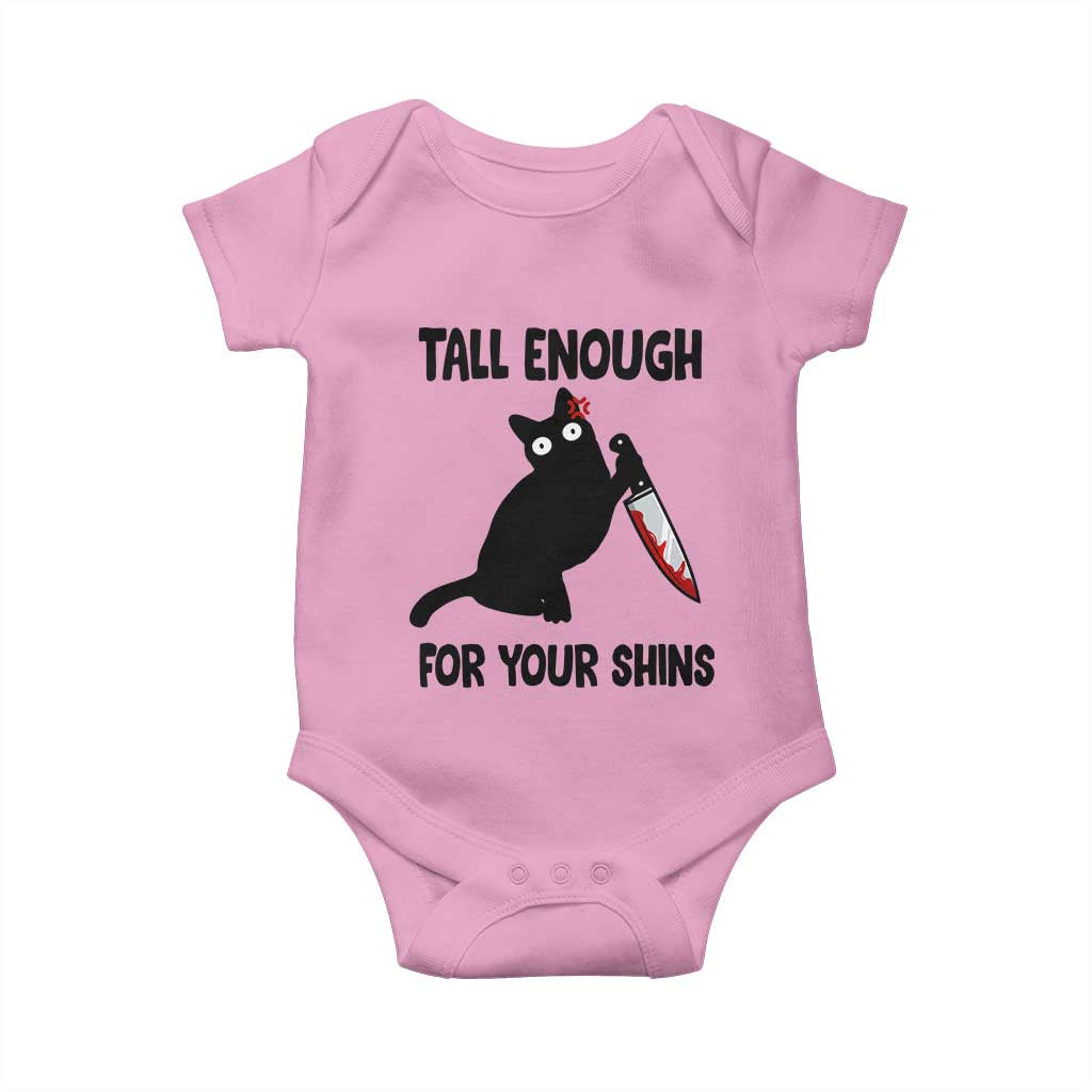 Tall Enough For Your Shins Baby Onesie Funny Cat Sarcastic Meme