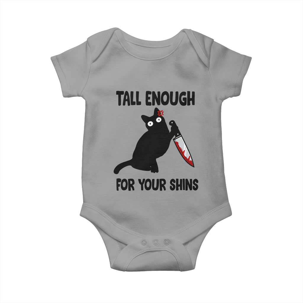 Tall Enough For Your Shins Baby Onesie Funny Cat Sarcastic Meme