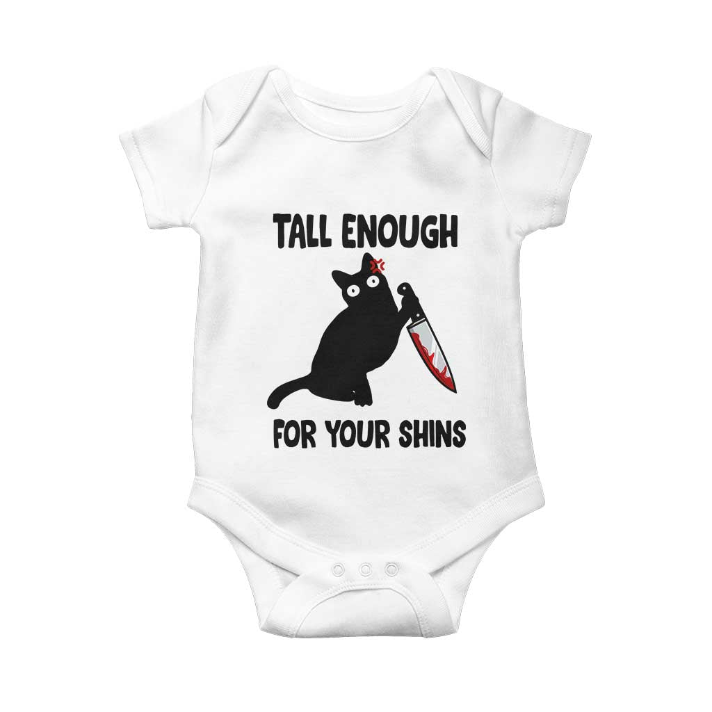 Tall Enough For Your Shins Baby Onesie Funny Cat Sarcastic Meme
