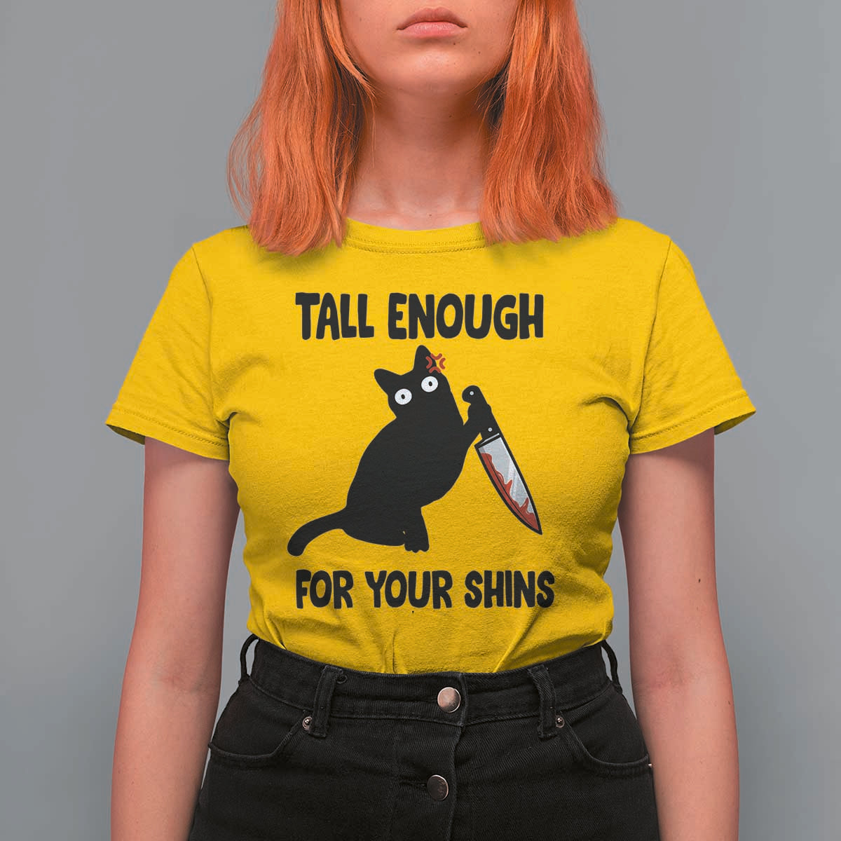 Tall Enough For Your Shins T Shirt For Women Funny Cat Sarcastic Meme