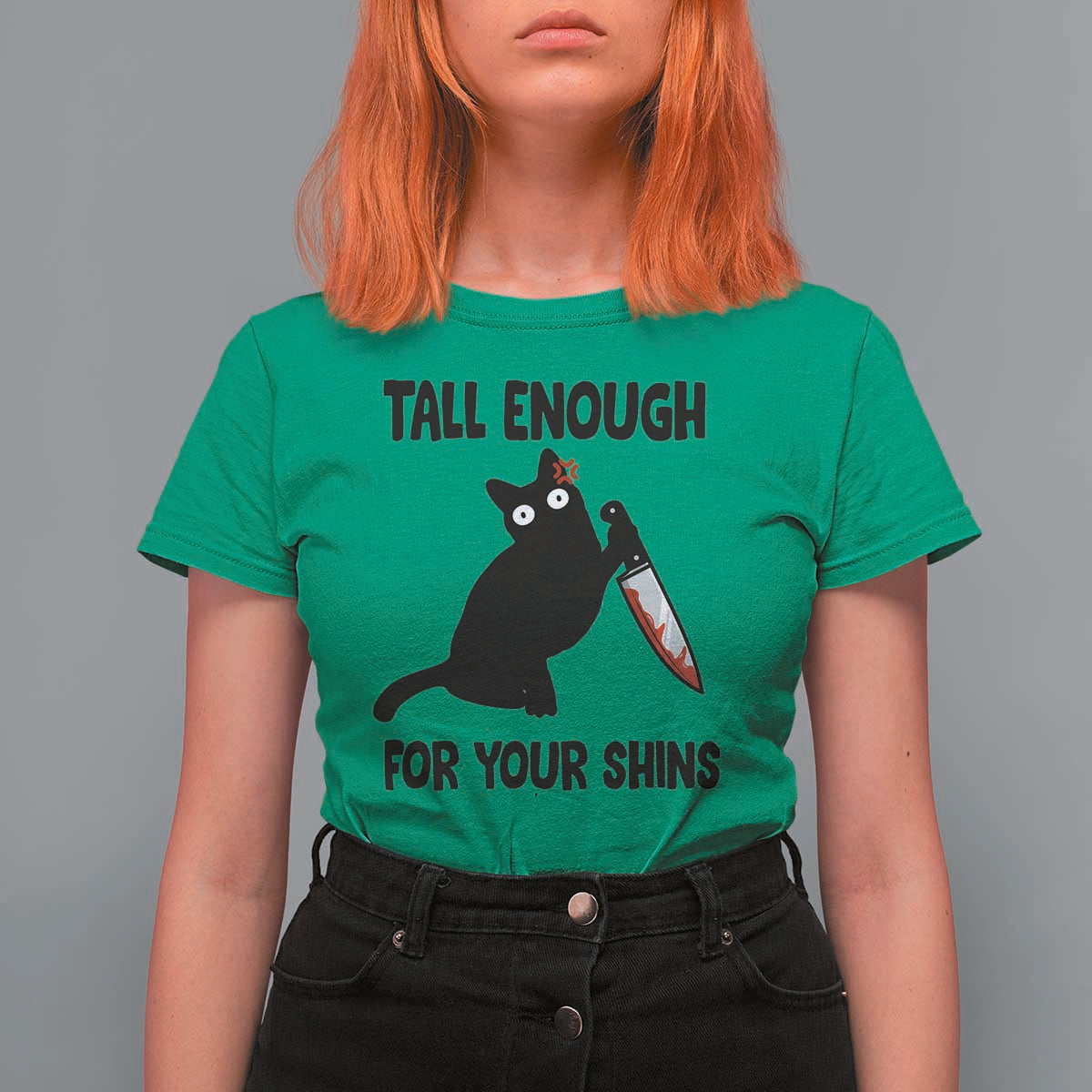 Tall Enough For Your Shins T Shirt For Women Funny Cat Sarcastic Meme