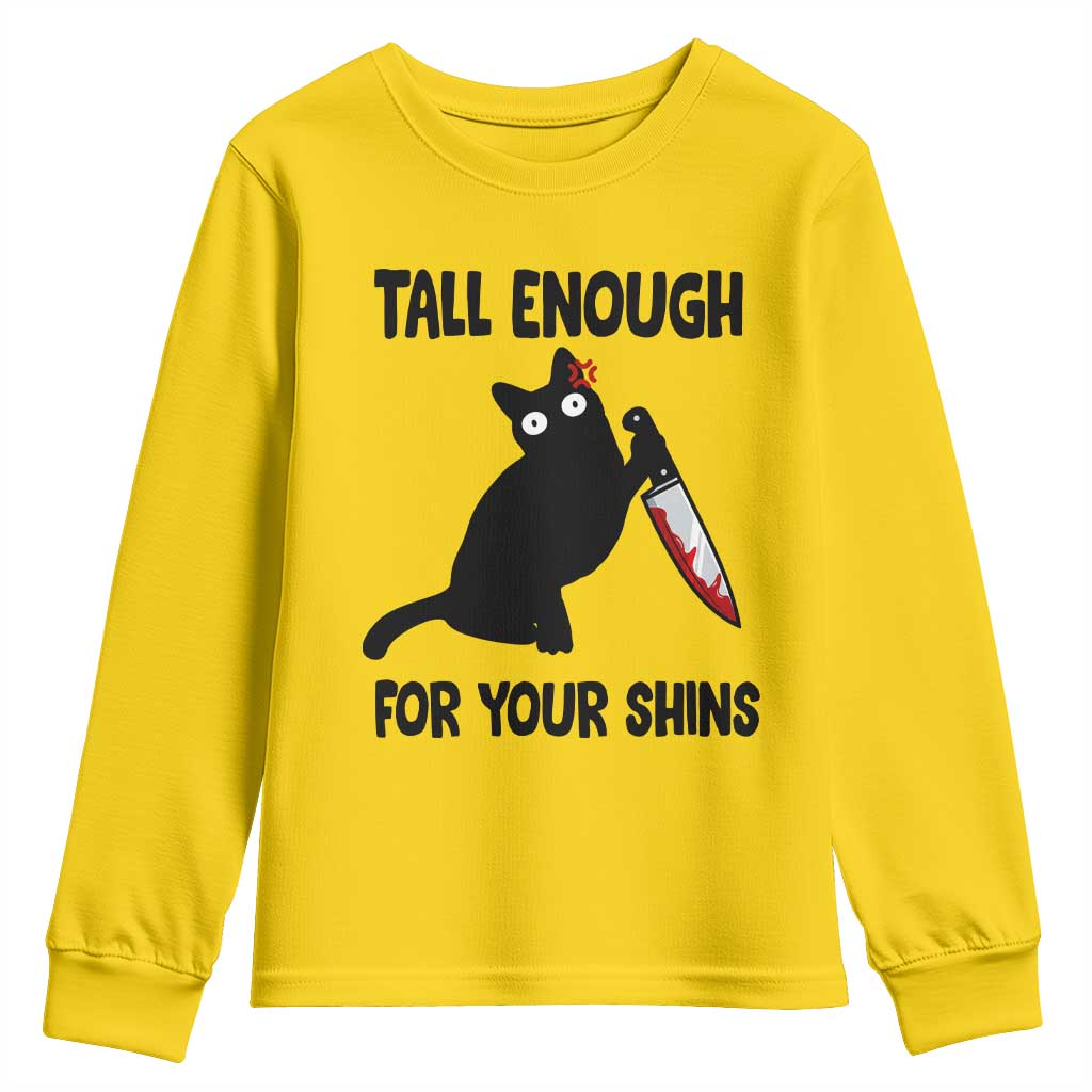 Tall Enough For Your Shins Youth Sweatshirt Funny Cat Sarcastic Meme