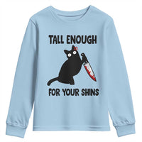 Tall Enough For Your Shins Youth Sweatshirt Funny Cat Sarcastic Meme