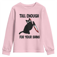 Tall Enough For Your Shins Youth Sweatshirt Funny Cat Sarcastic Meme
