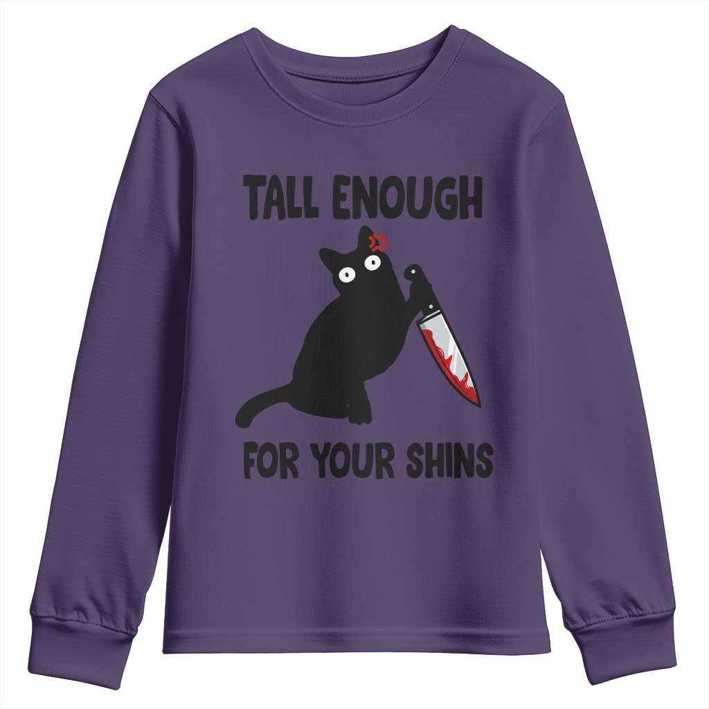 Tall Enough For Your Shins Youth Sweatshirt Funny Cat Sarcastic Meme