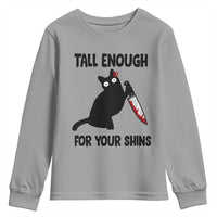 Tall Enough For Your Shins Youth Sweatshirt Funny Cat Sarcastic Meme