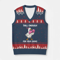 Tall Enough For Your Shins V-Neck Knit Sweater Vest Funny Goose Sarcastic Meme