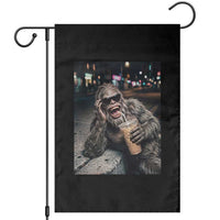 Bigfoot Drinking Iced Coffee Garden Flag Funny Sasquatch Streetwear