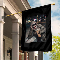 Bigfoot Drinking Iced Coffee Garden Flag Funny Sasquatch Streetwear