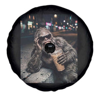 Bigfoot Drinking Iced Coffee Spare Tire Cover Funny Sasquatch Streetwear