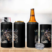 Bigfoot Drinking Iced Coffee 4 in 1 Can Cooler Tumbler Funny Sasquatch Streetwear