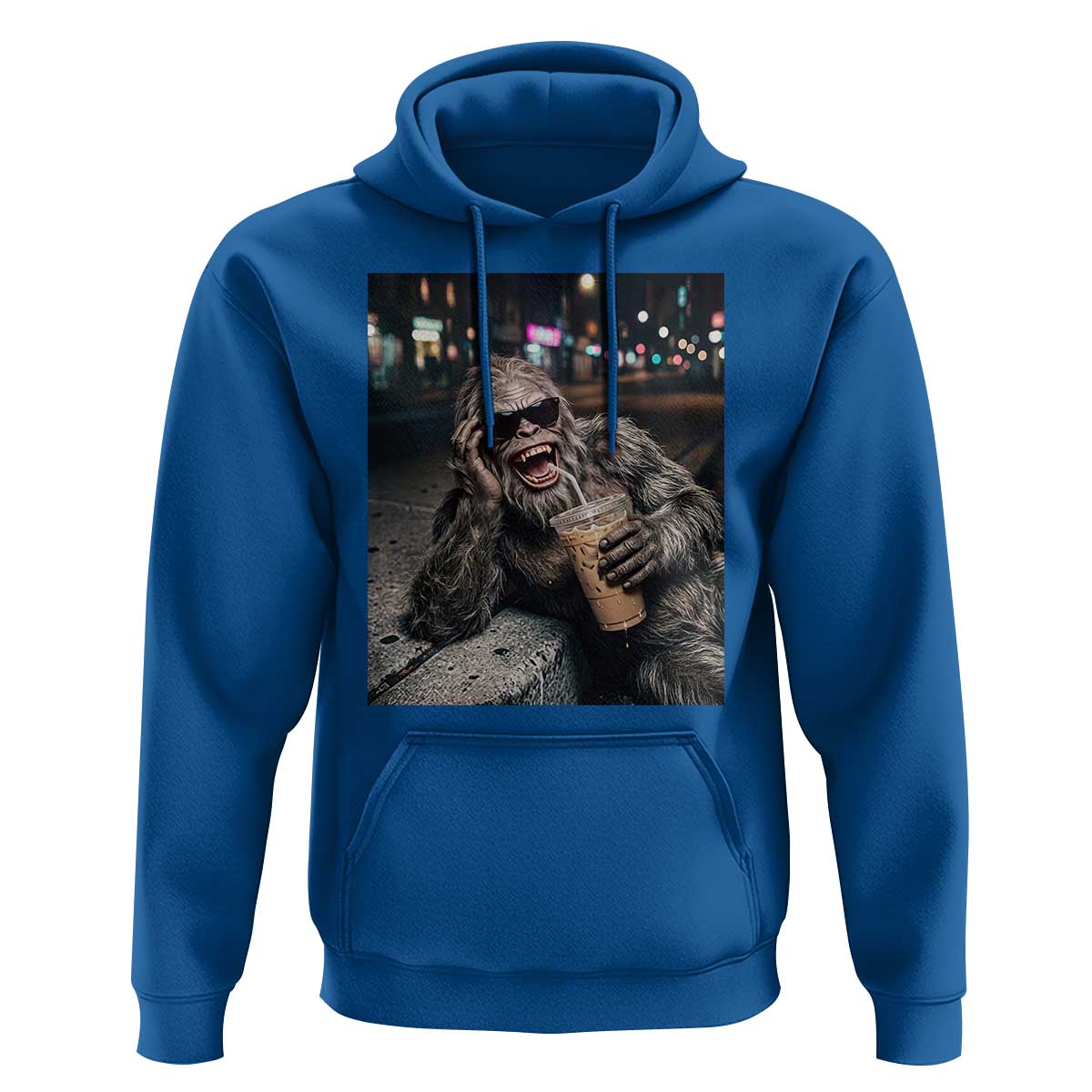 Bigfoot Drinking Iced Coffee Hoodie Funny Sasquatch Streetwear