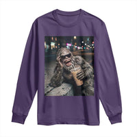 Bigfoot Drinking Iced Coffee Long Sleeve Shirt Funny Sasquatch Streetwear