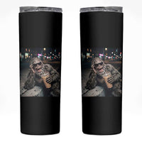 Bigfoot Drinking Iced Coffee Skinny Tumbler Funny Sasquatch Streetwear