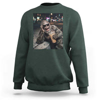 Bigfoot Drinking Iced Coffee Sweatshirt Funny Sasquatch Streetwear