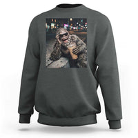 Bigfoot Drinking Iced Coffee Sweatshirt Funny Sasquatch Streetwear