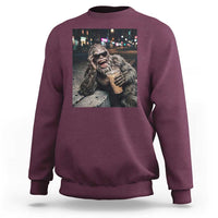 Bigfoot Drinking Iced Coffee Sweatshirt Funny Sasquatch Streetwear