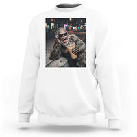 Bigfoot Drinking Iced Coffee Sweatshirt Funny Sasquatch Streetwear