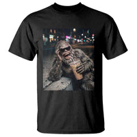 Bigfoot Drinking Iced Coffee T Shirt Funny Sasquatch Streetwear