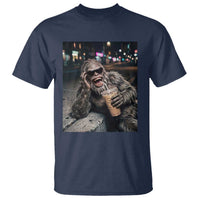 Bigfoot Drinking Iced Coffee T Shirt Funny Sasquatch Streetwear