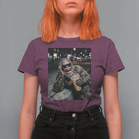 Bigfoot Drinking Iced Coffee T Shirt For Women Funny Sasquatch Streetwear