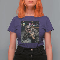 Bigfoot Drinking Iced Coffee T Shirt For Women Funny Sasquatch Streetwear