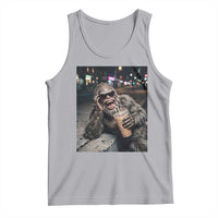Bigfoot Drinking Iced Coffee Tank Top Funny Sasquatch Streetwear
