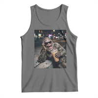 Bigfoot Drinking Iced Coffee Tank Top Funny Sasquatch Streetwear