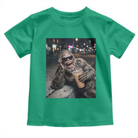 Bigfoot Drinking Iced Coffee Toddler T Shirt Funny Sasquatch Streetwear