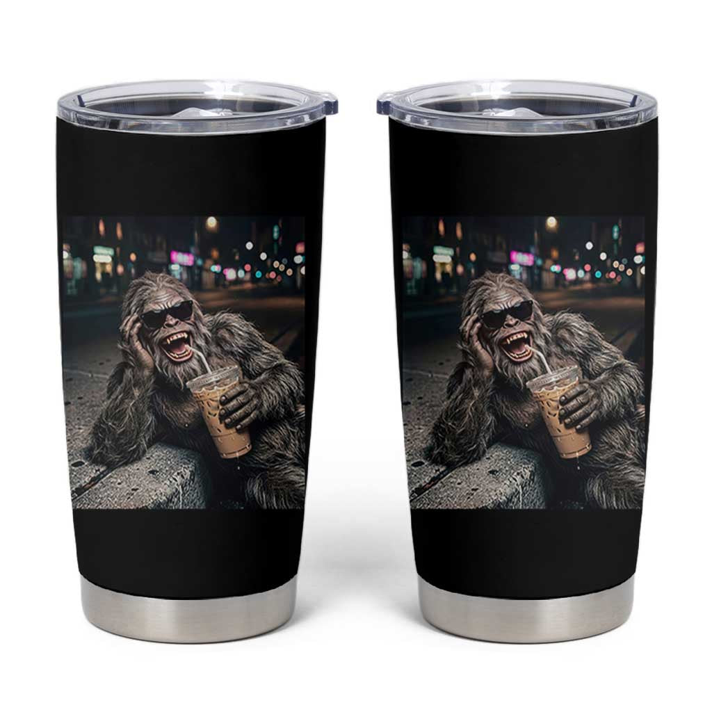 Bigfoot Drinking Iced Coffee Tumbler Cup Funny Sasquatch Streetwear