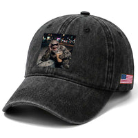 Bigfoot Drinking Iced Coffee Washed Cotton Baseball Cap Funny Sasquatch Streetwear