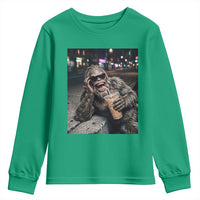 Bigfoot Drinking Iced Coffee Youth Sweatshirt Funny Sasquatch Streetwear