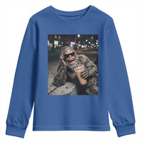Bigfoot Drinking Iced Coffee Youth Sweatshirt Funny Sasquatch Streetwear
