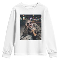 Bigfoot Drinking Iced Coffee Youth Sweatshirt Funny Sasquatch Streetwear