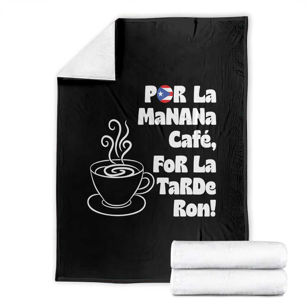 Por La Mañana Cafe Throw Blanket Puerto Rican Music Lover Coffee Fan