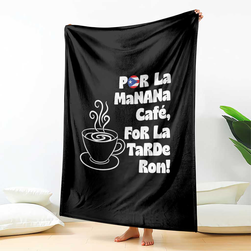 Por La Mañana Cafe Throw Blanket Puerto Rican Music Lover Coffee Fan