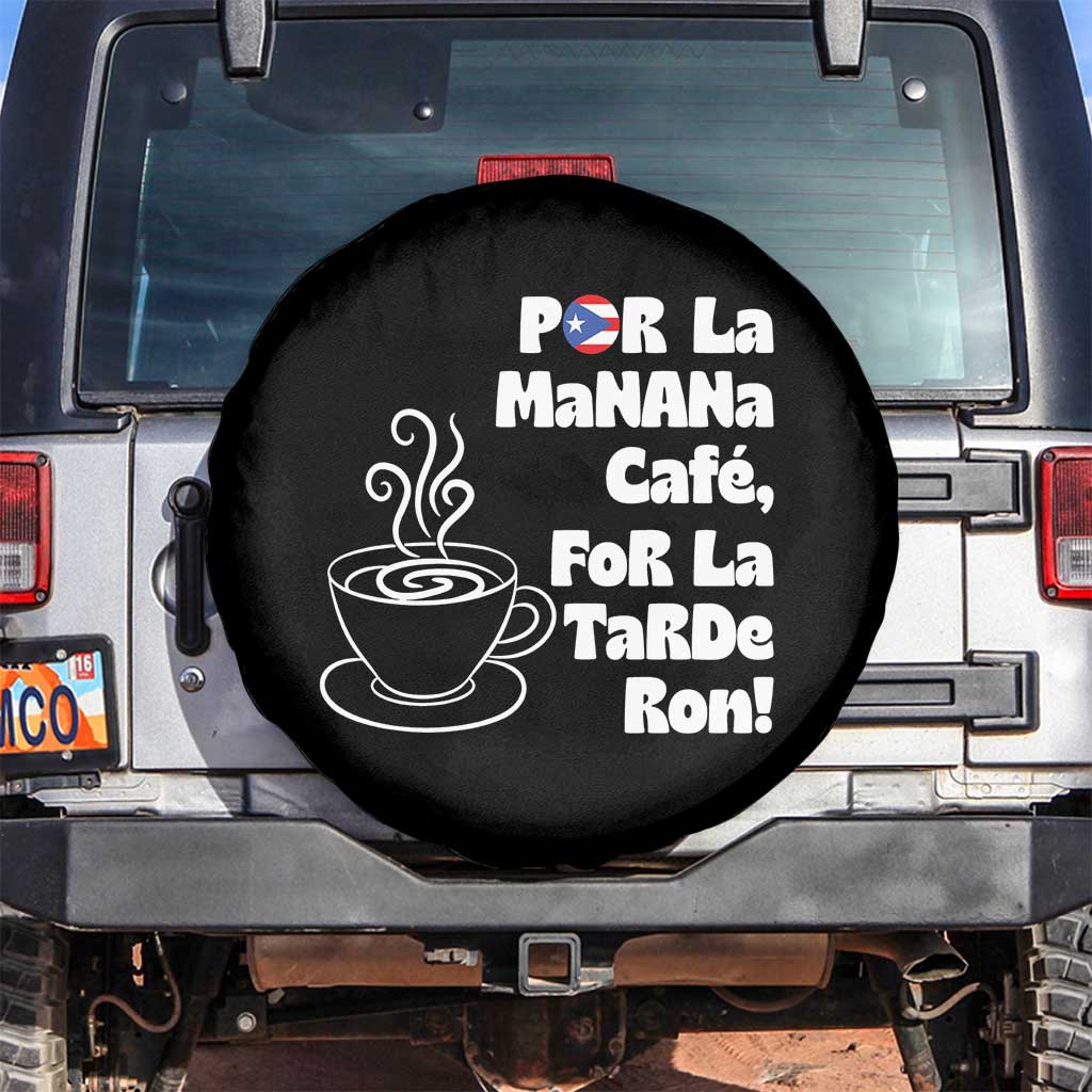 Por La Mañana Cafe Spare Tire Cover Puerto Rican Music Lover Coffee Fan