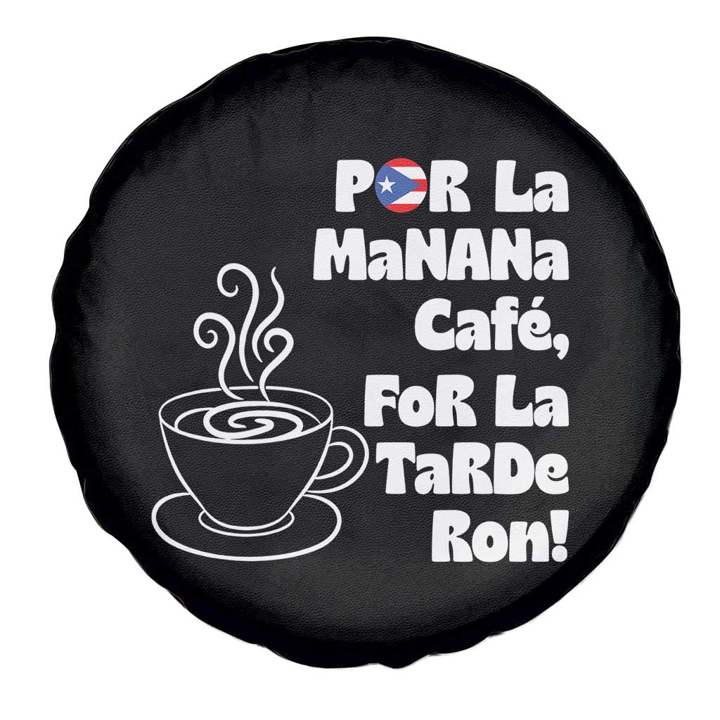 Por La Mañana Cafe Spare Tire Cover Puerto Rican Music Lover Coffee Fan