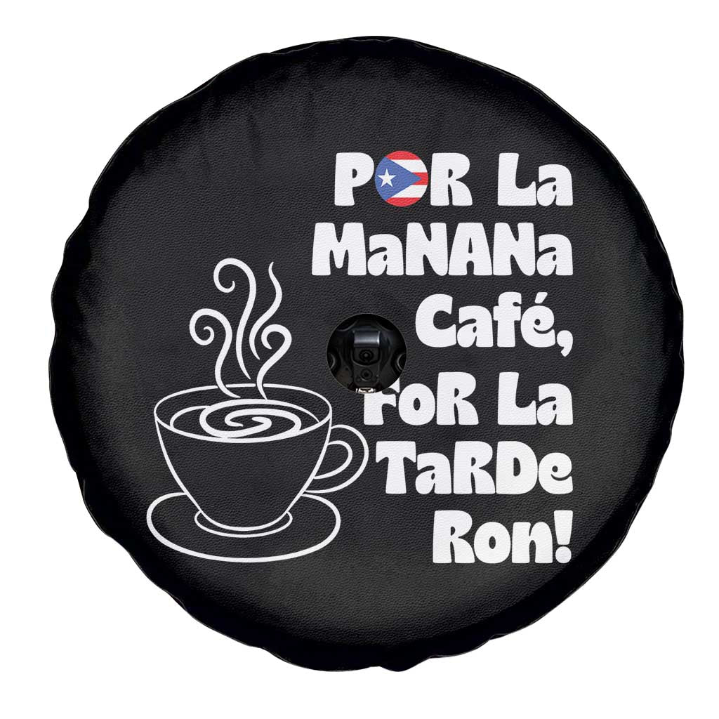 Por La Mañana Cafe Spare Tire Cover Puerto Rican Music Lover Coffee Fan