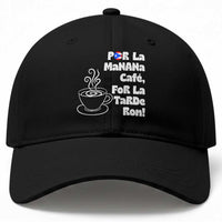 Por La Mañana Cafe Baseball Cap Puerto Rican Music Lover Coffee Fan