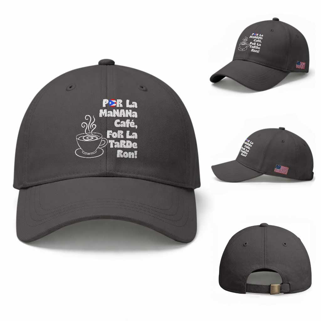 Por La Mañana Cafe Baseball Cap Puerto Rican Music Lover Coffee Fan