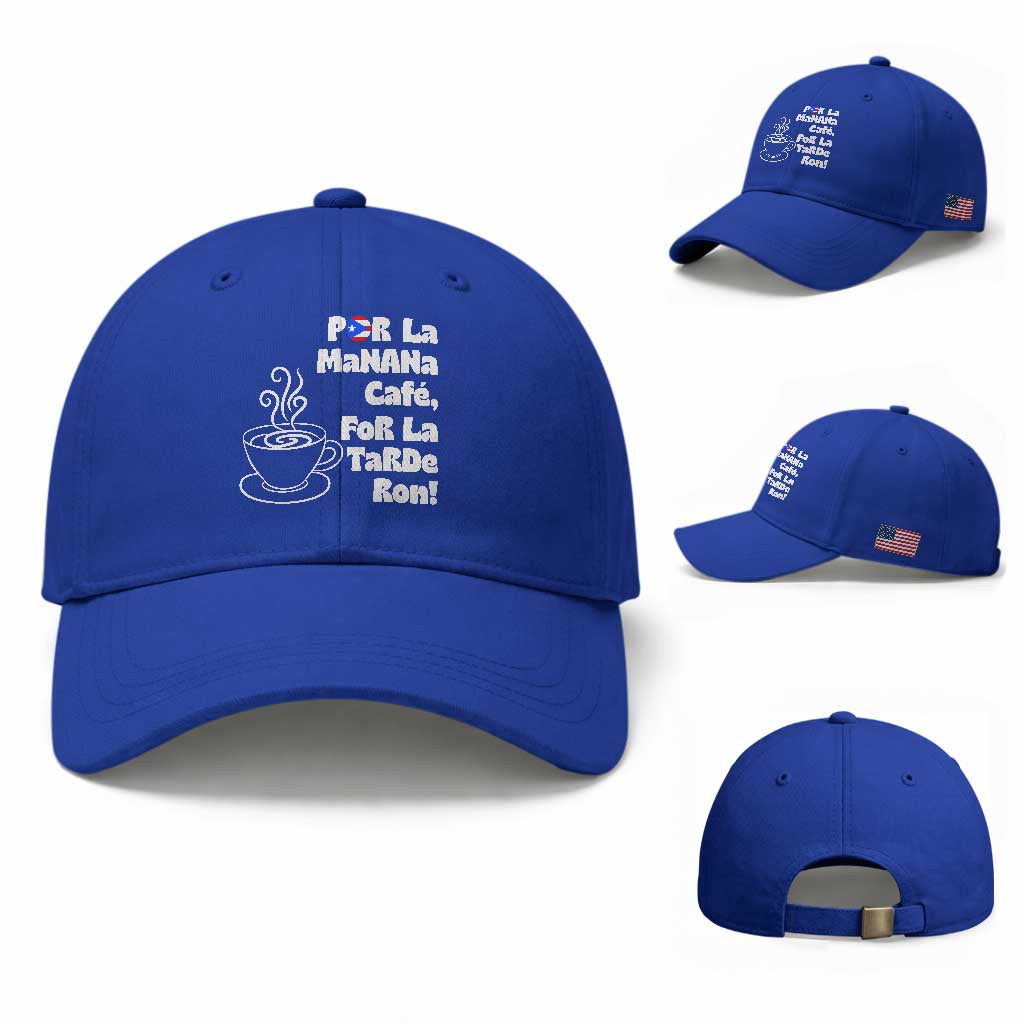Por La Mañana Cafe Baseball Cap Puerto Rican Music Lover Coffee Fan