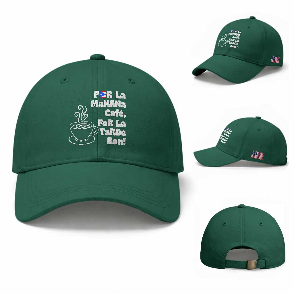 Por La Mañana Cafe Baseball Cap Puerto Rican Music Lover Coffee Fan