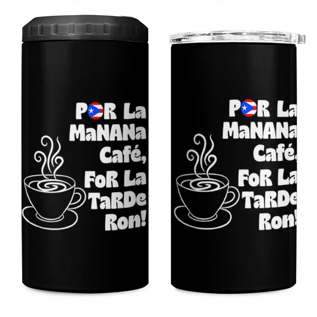 Por La Mañana Cafe 4 in 1 Can Cooler Tumbler Puerto Rican Music Lover Coffee Fan