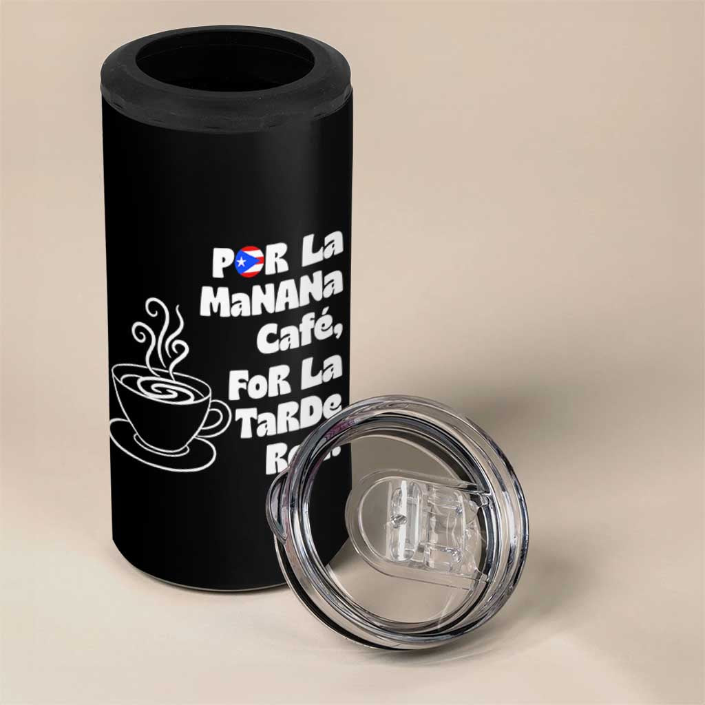 Por La Mañana Cafe 4 in 1 Can Cooler Tumbler Puerto Rican Music Lover Coffee Fan