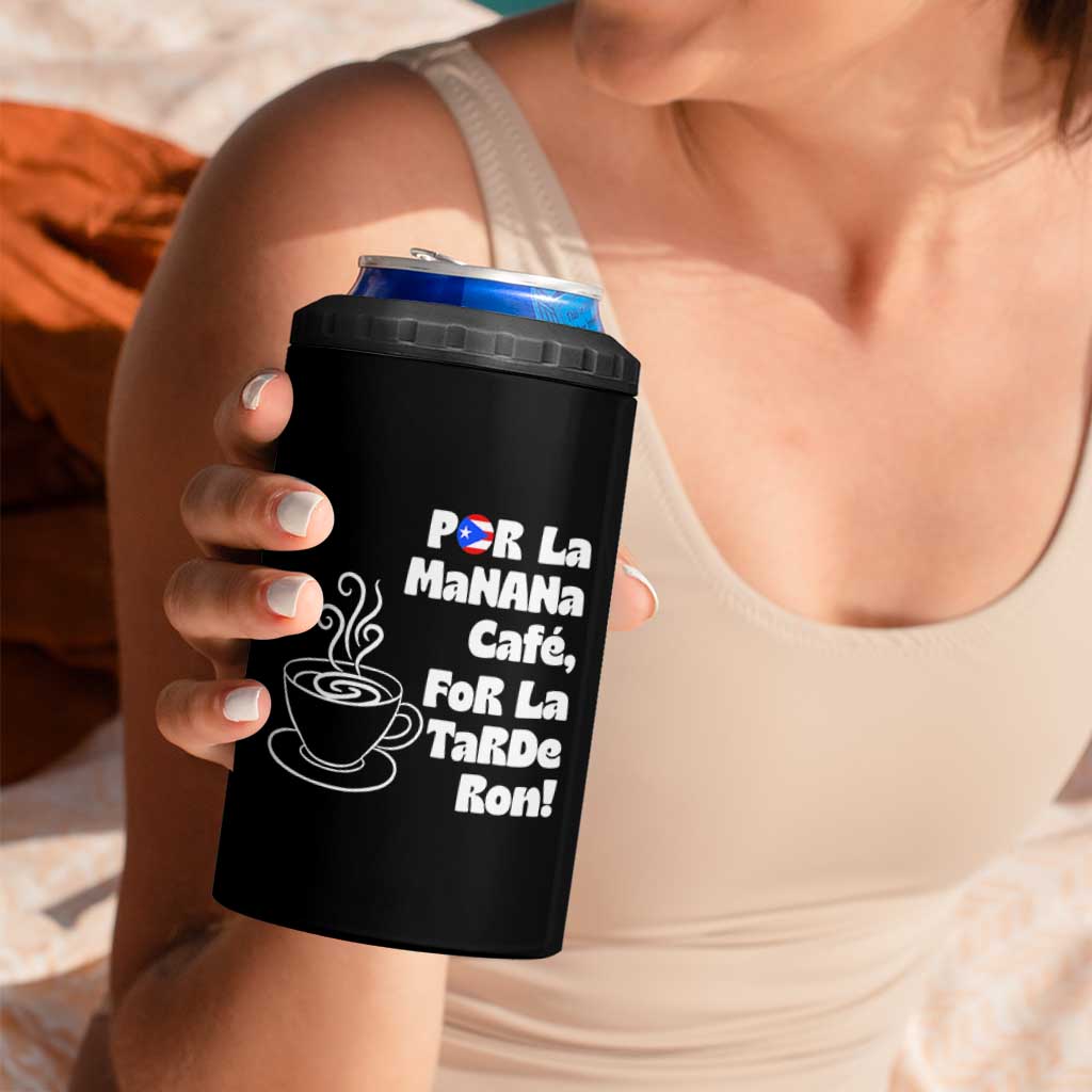 Por La Mañana Cafe 4 in 1 Can Cooler Tumbler Puerto Rican Music Lover Coffee Fan