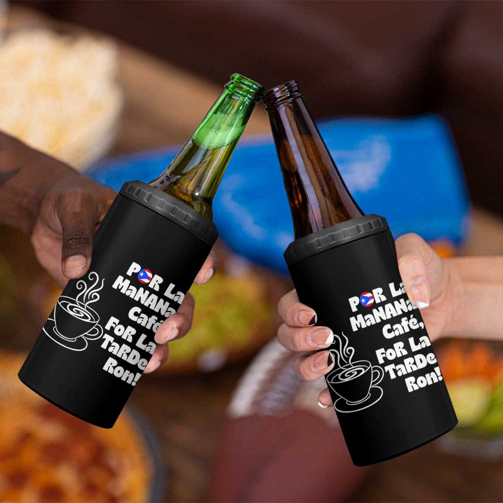 Por La Mañana Cafe 4 in 1 Can Cooler Tumbler Puerto Rican Music Lover Coffee Fan